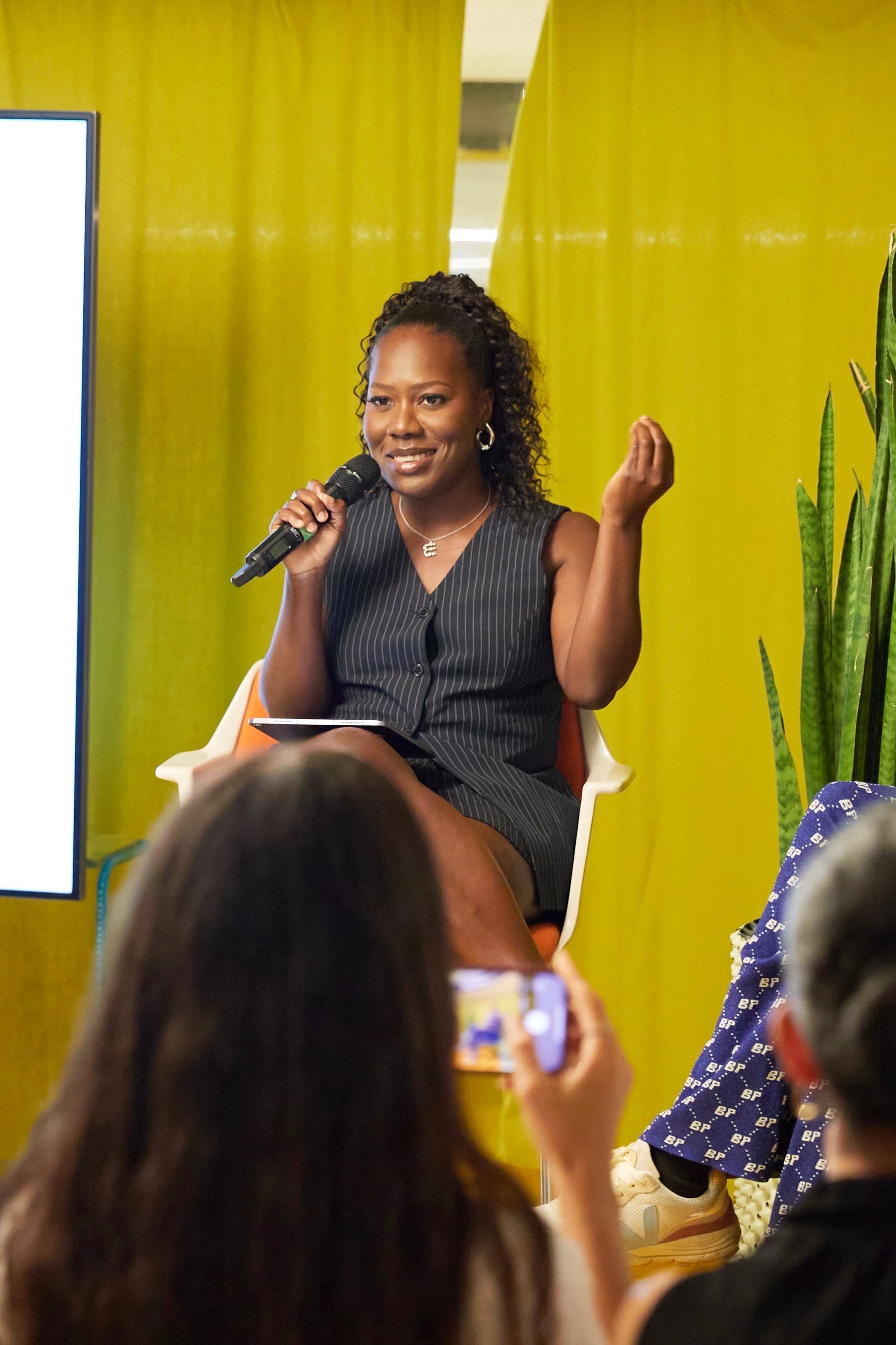 Elizabeth Uviebinené speaking at an event