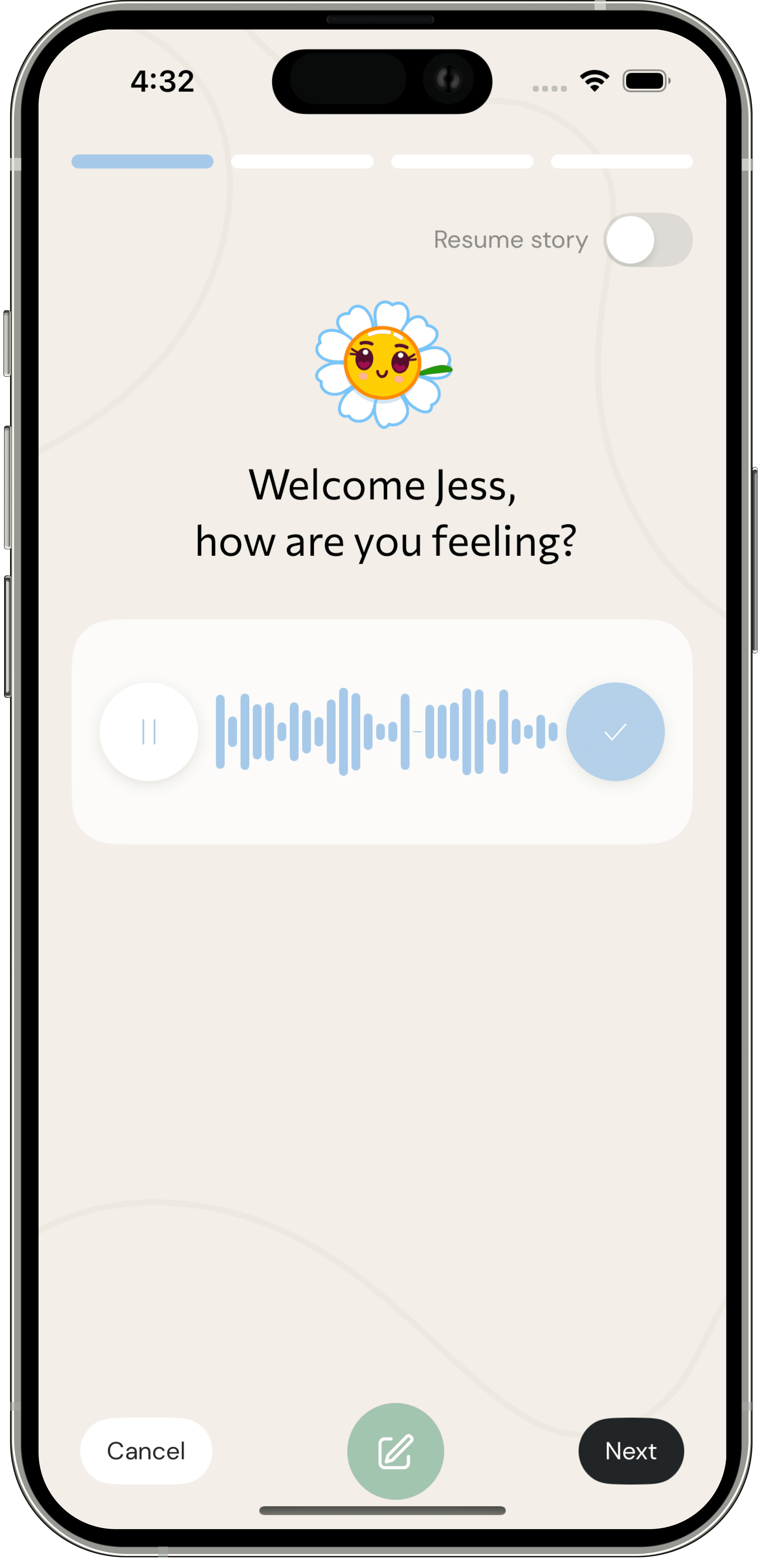 Storia insights screen on iPhone